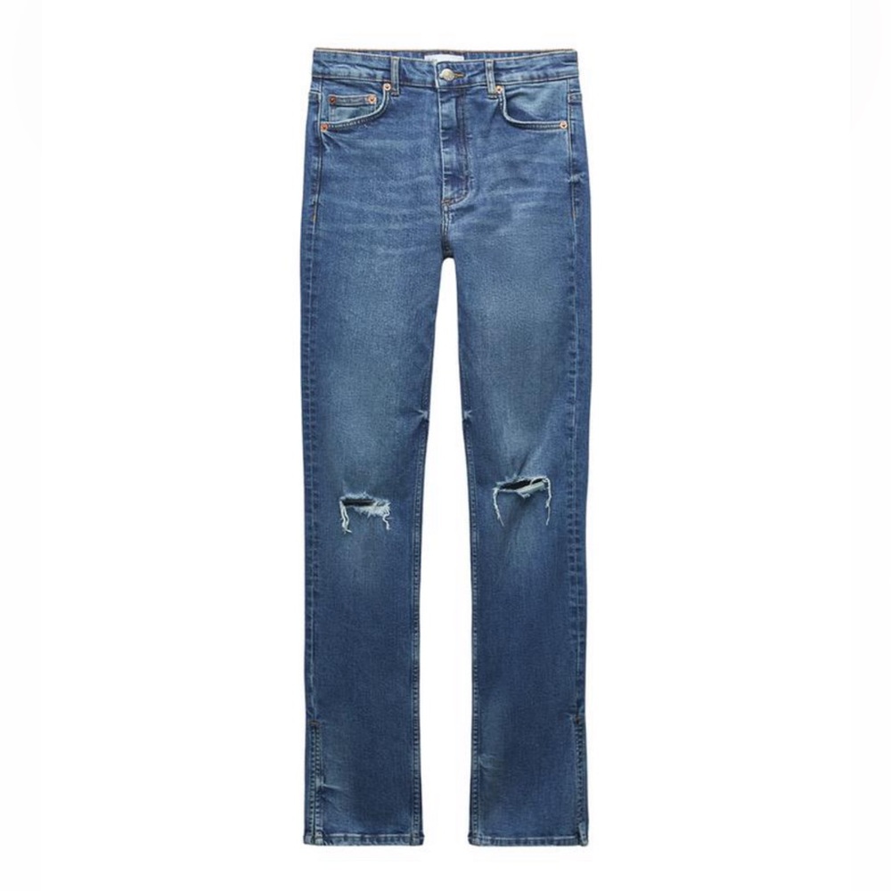 Zara FULL LENGTH RIPPED HIGH RISE TRF SLIM FIT JEANS 26 new